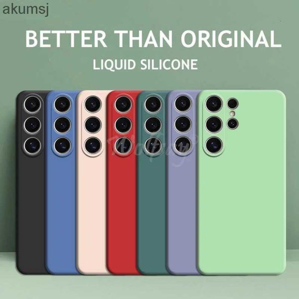 Custodie per cellulari per Samsung Galaxy S24 Ultra Custodia in silicone liquido Custodia protettiva in gomma tinta unita S24 Plus Ultra Cover Samsung S24 Ultra YQ240221