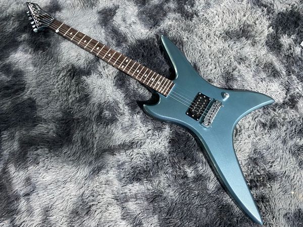 Chinesische E-Gitarre BC R in Metallic-Blau und Schwarz, Korpus aus Mahagoni, Hals, 6 Saiten