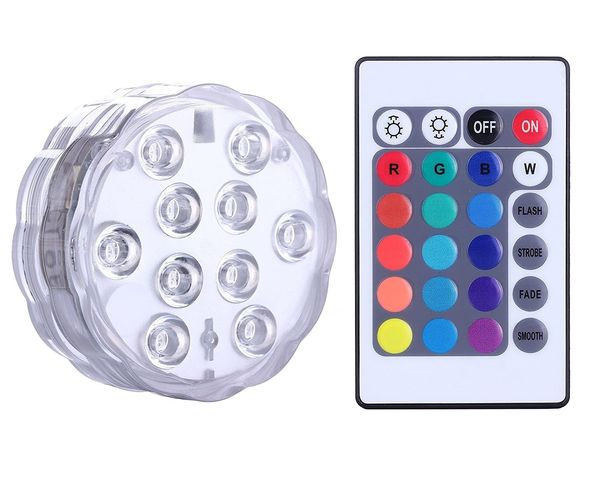 IP68 à prova d'água multicolorido submersível 10 luzes LED lâmpada noturna subaquática luz de chá vaso tigela festa casamento decoração de natal