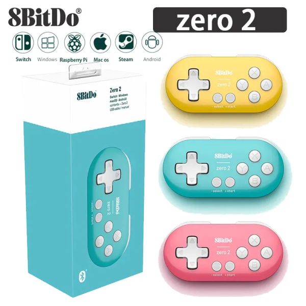 Gamepads 8bitdo zero 2 bluetooth gamepad jogo mini controlador de jogos para nintendo switch raspberry pi vapor windows macos android