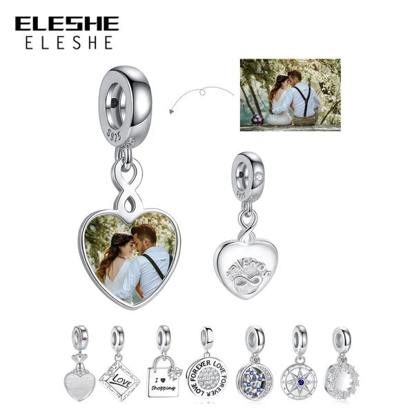 Collane ELESHE Foto personalizzata Argento sterling 925 Amicizia Amore infinito Ciondola i pendenti adatti alla collana originale del braccialetto di perline Gioielli fai da te