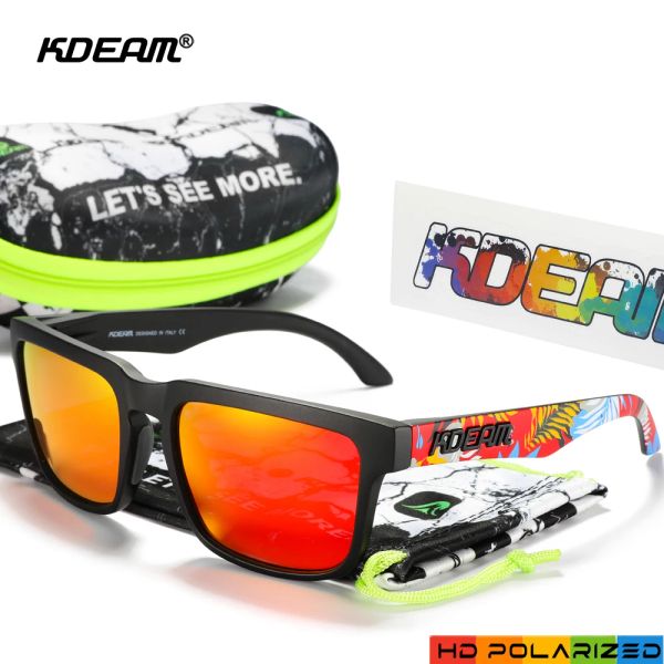 Brillen Ken Block Polarisierte Sonnenbrille Quadratischer Rahmen Sonnenbrille 31 Farben Verspiegelte Linse Outdoor Sportbrillen Radfahren UV400 KDEAM