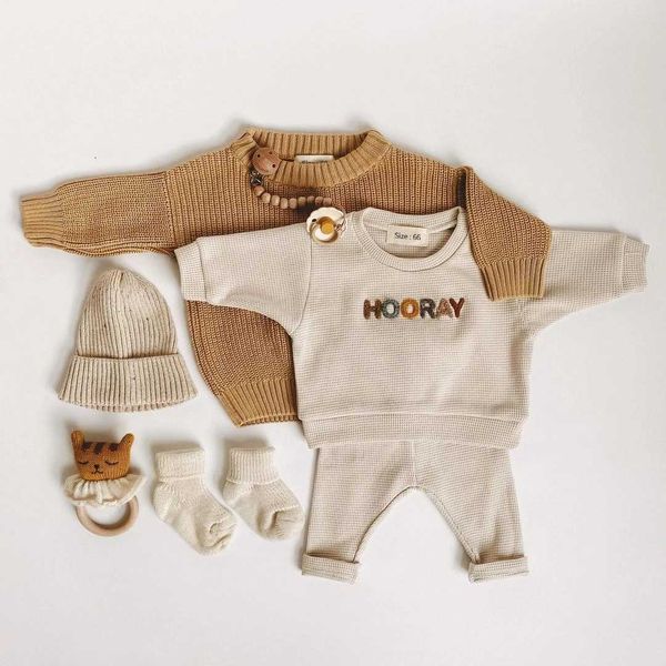 Kleidungssets 2024 Frühlingsmode Babykleidung Baby Mädchen Jungen Kleidung Set Neugeborenen Sweatshirt + Hosen Kinder Anzug Outfit Kostüm Sets Zubehör