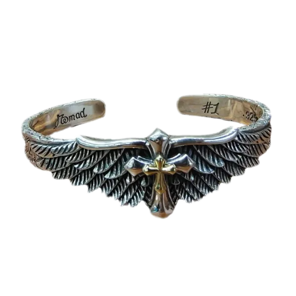 BANGLES BOCAI 2022 NOVO Pure S925 Silver Jewelry Punk Cross Graffiti Wings Man Bracelet