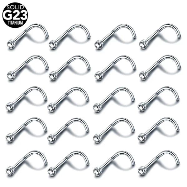 Braccialetti 20pcs/impianto di lotto Studio in titanio Nostril Piercing Crystal Flat Crystal 20G 18G Orenatura Naso Pircing Nariz 6mm Body Jewelry