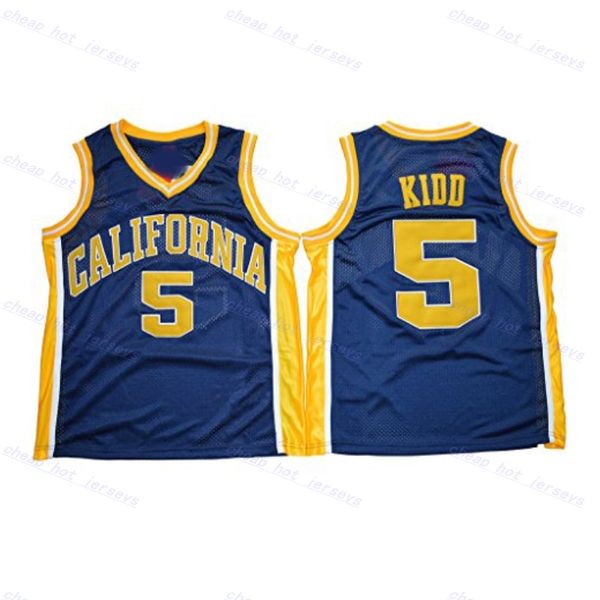 California Golden Bears 5 Jason Kidd Maglie College Basketball University Camicia Colore Nero per Gli Appassionati di Sport Puro Cotone Traspirante Ricamo e Cucito