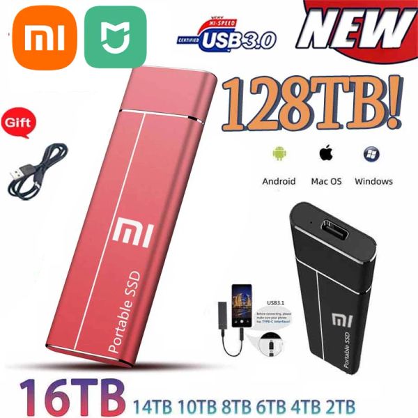 Scatole Xiaomi Mijia portatile USB 3.1 Nuovo SSD 128TB USB Discorso esterno Discorso esterno Discorso rigido dispositivo di archiviazione Discorso rigido Laptop