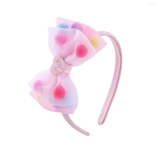 Accessori per capelli 12 pezzi Pompon Tutu Bow Fasce per capelli Glitter Heart Pink Bowknot Fasce rigide Copricapo di moda Boutique per ragazze