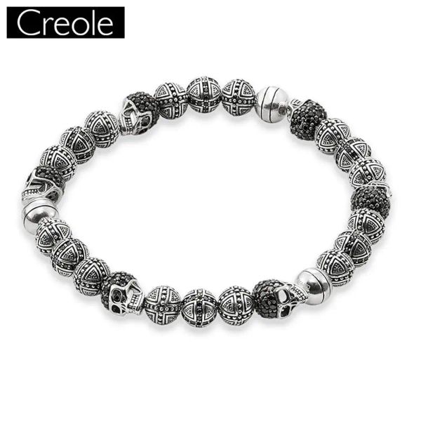 Armreifen Europa Rebel Skulls Cross Hero Bead elastisches Armband von Heart Style, 2017 925 Sterling Silber Modeschmuck für Männer