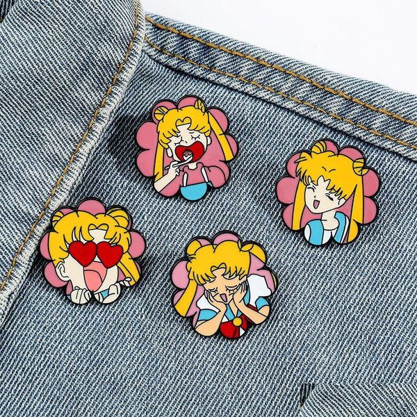 Schuhteile Zubehör Japanisches Spiel Film Film Sailor Moon Emaille Pins Niedliche Filme Spiele Hard Collect Cartoon Brosche Rucksack Hut B Dhujw