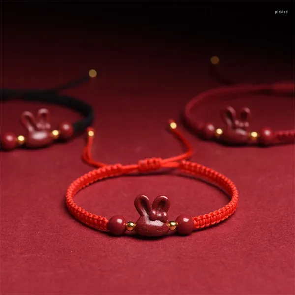 Charme pulseiras artesanais naturais cinábrio contas corda vermelha sorte pulseira diy pulseiras crianças casal presente