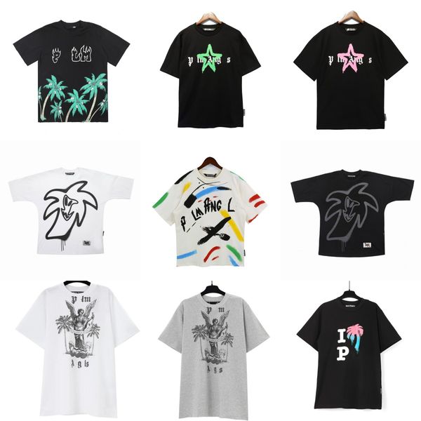 Palm Angel Mens Camisas Mulheres Tees Designers Camisetas Tops Vestuário Tops Homem Casual Peito Carta Camisa Luxurys Roupas Rua Shorts Manga Roupas Camisas Brancas N7