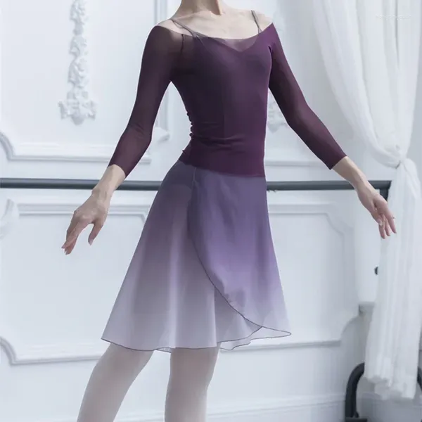 Bühnenkleidung Farbverlauf Ballettkleid Schnürrock Tanzgaze Ein Tutu für tanzende Mädchen Ballerina Kostüm Frauen