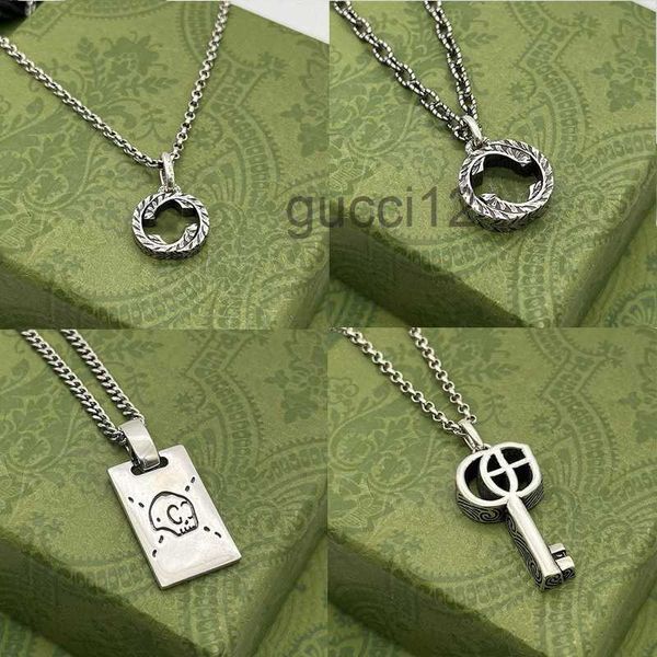 Collana di gioielli di alta qualità Collana in argento 925 Catena da donna per uomo Ciondolo chiave Teschio Tigre con collane con lettere Regalo di moda G671 5L2B