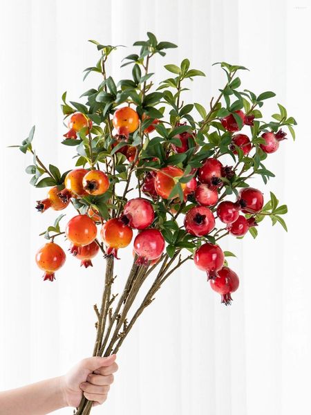 Fiori decorativi 1pc rami di melograno artificiale uno stile nordico pastorale moderno e semplice utilizzato per la casa per matrimoni per feste