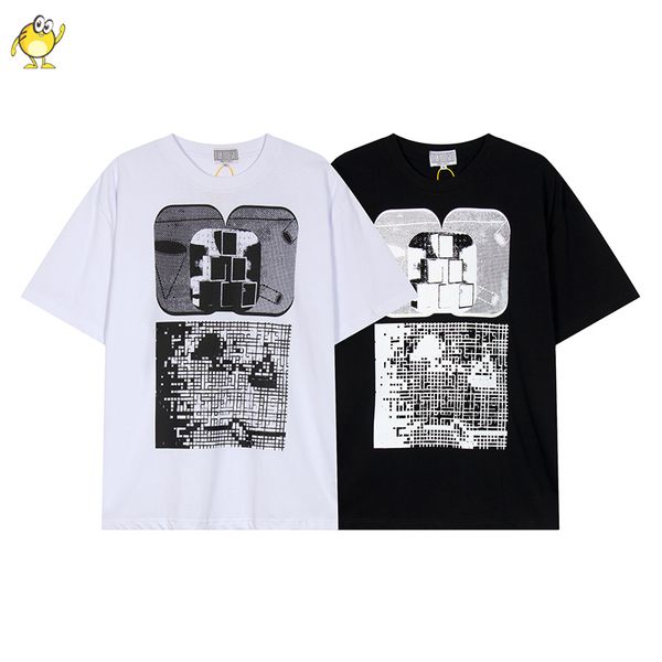 T-shirt oversize da uomo T-shirt estiva in cotone da donna Semplice girocollo manica corta Nero Bianco