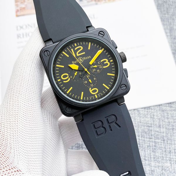 2024 новые мужские наручные часы, мужские автоматические механические часы с колокольчиком, коричневые кожаные, черные резиновые наручные часы Ross