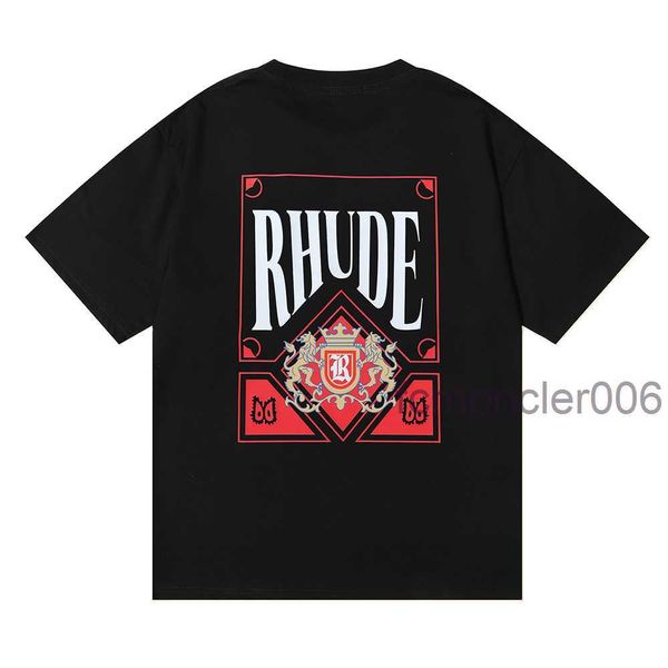 Primavera Verão Rhude Camiseta Homem Camisas Mulheres Tees Skate Oversize Homens Manga Curta T-shirt Marca de Luxo Mens Camisetas Us Tamanho S-xxl C2LN