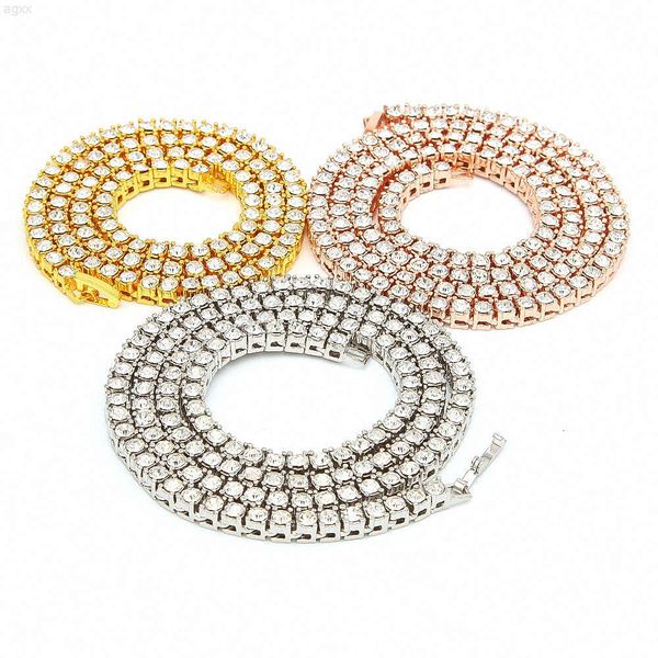 Hip Hop-Schmuck-Halskette, 3 mm, 4 mm, Diamant-Zirkon-Tenniskette, vergoldet, wasserdicht, kein Anlaufen, kubanische Halskette