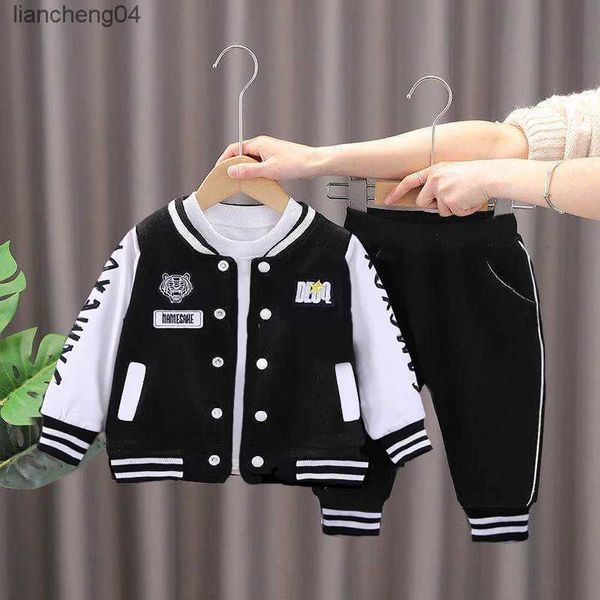 Set di abbigliamento 2023 Nuovi set di abbigliamento da baseball per bambini Ragazzi Ragazze Casual Tuta sportiva Cappotto Pant 2 pezzi Primavera Autunno Sottile Tuta da bambino Abiti 1-4 anni