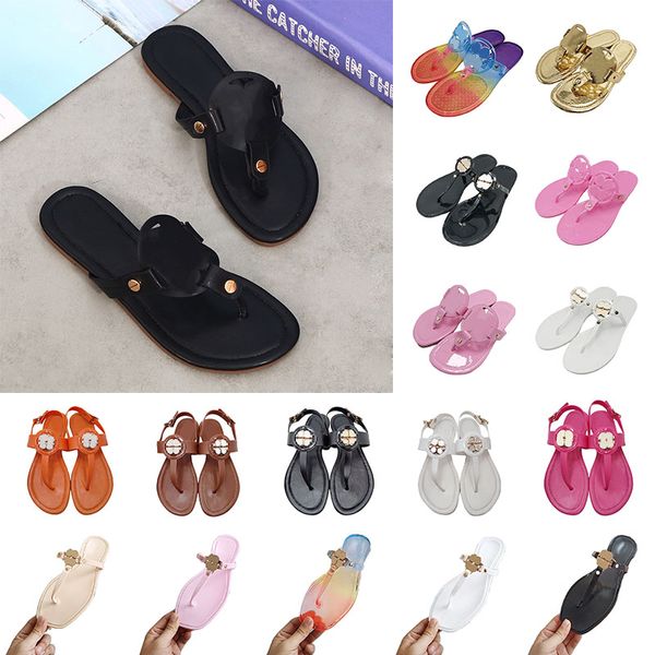 Top Tory Sandalen berühmte Designer Damen Hausschuhe Slides Charm Sliders Schwarz Braun Nude Leder Plateau Damen Burches Schuhe Sommer Flache Flip Flops Clogs Sandels