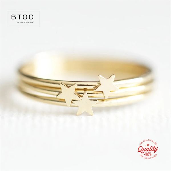 Anelli 14K Gold Filled 3.5mm Star Stacking Ring S Boho Gioielli in oro Anello minimalista con nocche Anelli Mujer Accessori in oro Anelli da donna