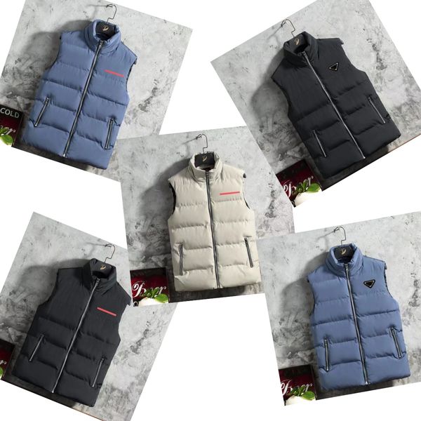 Gilet di design Prda Gilet a triangolo in cotone da uomo Gilet invernale da donna Caldo leggero da uomo Giacca casual calda Giacca con cappuccio a triangolo gilet