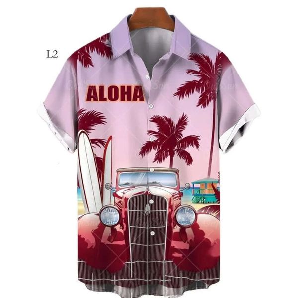 Ropahombre Mode Herren Freizeithemden Sommer Vintage Top 3D-gedrucktes Auto Lose Hawaiianisches Herrenhemd Strand Aloha Modekleidung Ropahombre 96