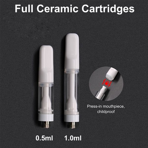 California Sıcak Tüm Seramik Bobin Kartuşu Dab Vape Atomizer Sepet 0.5ml 1ml 2ml Buharlaştırıcı Balmumu Kalın Yağ Kartuşu 510 İplik Pil için Vaper Kalem Ambalajı