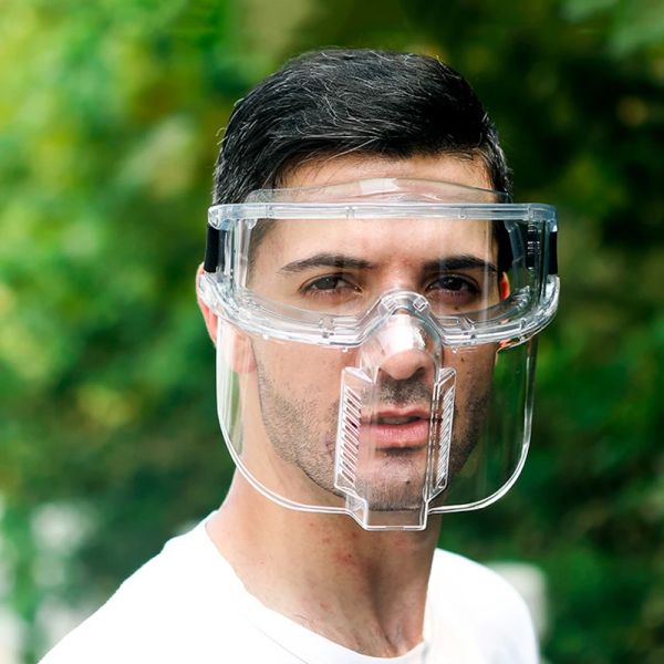 Occhiali trasparenti Occhiali protettivi integrali Antispruzzi di sicurezza Protezione per il viso Sicurezza sul lavoro Maschera staccabile Attrezzatura da ciclismo