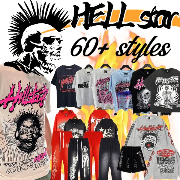 Herren T-Shirts Hellstar Shirt Männer Frauen T-Shirt Punk Hoodie Designer T-Shirt elastische Jogginghose Sommermode Sportbekleidung Set 240314