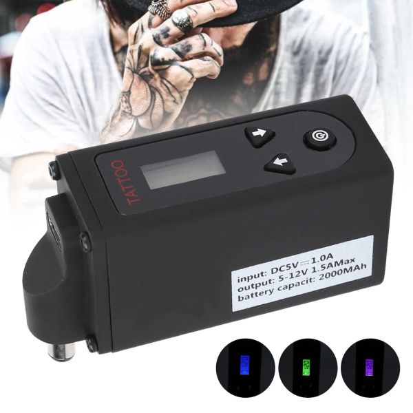 Forniture DC Interfaccia TATULIRE TATTOO ALIMENTAZIONE DI PROPRIETÀ LCD Schermata 8v 10 ore REGOLATORE DI TENSIONE REGOLABILE REGOLABILE BATTERIALE 2000MAH