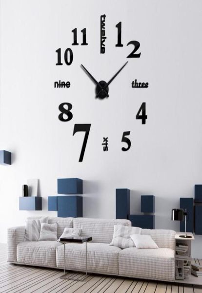 3d große acryl spiegel wanduhr kurze diy quarzuhr stillleben uhren wohnzimmer wohnkultur spiegel aufkleber wand decor255R7419177