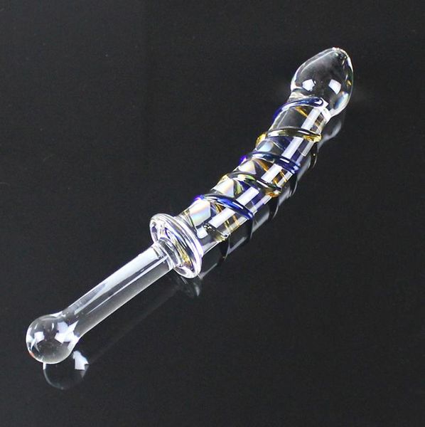 Grande vetro Pyrex Dildo vetro pene artificiale cazzo doppio attacco enorme lungo cristallo dildo pene perline anali butt plug prodotti del sesso Y185355617