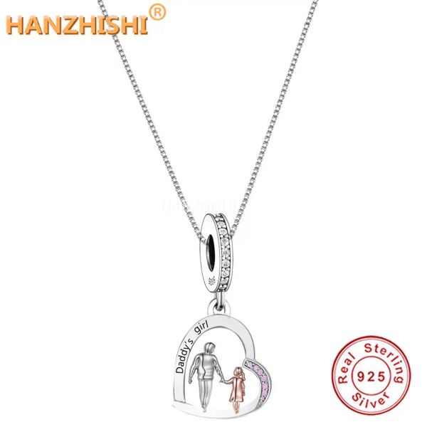 Ожерелья Аутентичный 925 серебряный серебряный серебряный папочка для девочки для девочки для подвесного ожерелья, ювелирные украшения, подарка на день рождения для мамы, отец, ребенок