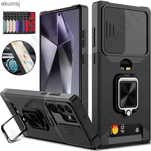 Handyhüllen Hülle für Samsung Galaxy S24 Ultra S24 Plus S24 Kartenhalter Slot Wallet Slide Camera Grade Case YQ240221