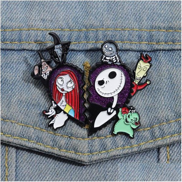 Cartoon Zubehör Halloween Nacht Weihnachten Abzeichen Niedliche Filme Spiele Harte Emaille Pins Sammeln Brosche Rucksack Hut Tasche Kragen Revers Ba Otks7