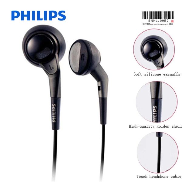 Fones de ouvido Philips Original SHE2550 Suporte para fone de ouvido Jogo Áudio MP3 Laptop com estilo de linha de 3,5 mm para Samsung Xiaomi Huawei MP4 Smartphone