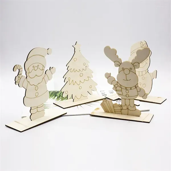 Decorações de natal ano diy desenho infantil branco embrião placa natal ortografia de madeira papai noel decoração de mesa fz254