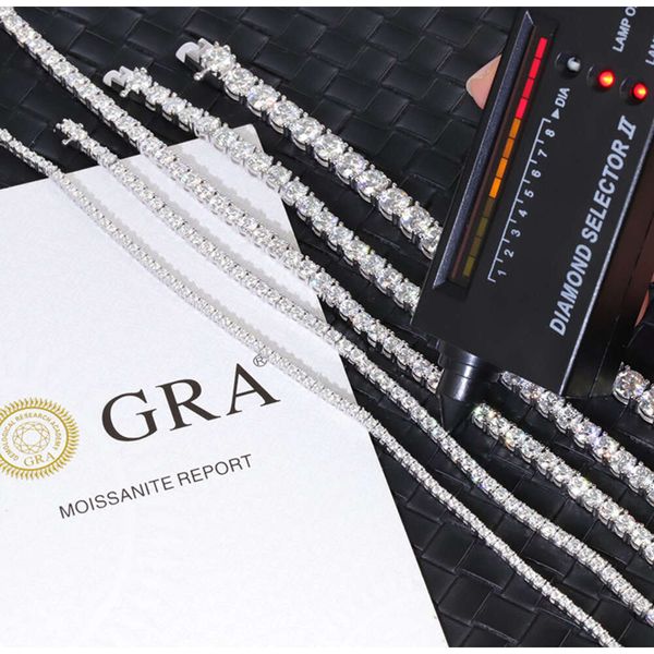 Großhandel 925 Silber vergoldet 2mm -5mm breites Armband Gra Moissanit Diamant Tennis Armband Kette Herren Damen Armband