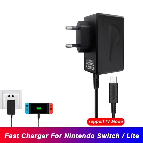 Зарядные устройства 15 В 2,6 А Адаптер переменного тока для быстрой зарядки для Nintendo Switch Быстрое зарядное устройство Nintend Switch Lite Док-станция/контроллер Поддержка ТВ-режима Зарядное устройство