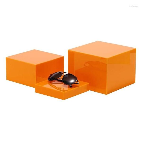 Outras ferramentas de Bakeware Conjunto de 3 laranja claro branco preto acrílico catering stands comida buffet risers display cubo nidificação com oco b dhvep