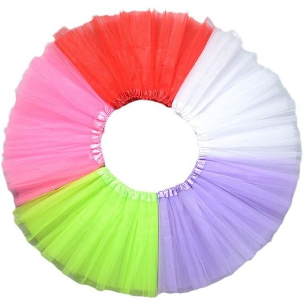 Mädchen Ballett Tutu -Röcke Kinder 3 Schicht Tüllröcke Solid Color Elastic Ballet Röcke Prinzessin kurzes Pettiskirt Kinder Kostüm Party Performance Kleid