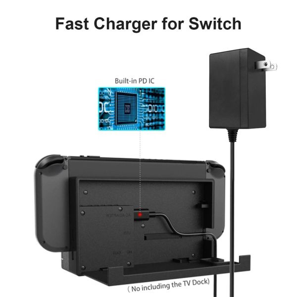 Зарядные устройства Адаптер Зарядное устройство для Nintendo Switch Зарядное устройство Быстрая зарядка для док-станции/контроллера Nintend Switch Lite Зарядное устройство с поддержкой ТВ-режима ЕС/США