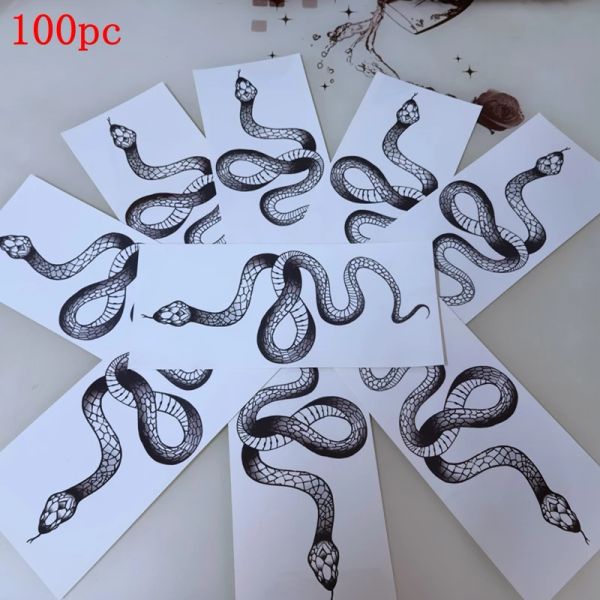 Tattoos 100 Stück Blume Arm Schlange Wasserdicht Temporäre Tätowierung Aufkleber Männer Frauen Große Größe Schwarz Coole Mode Persönlichkeit Kunst Fake Tattoo Set