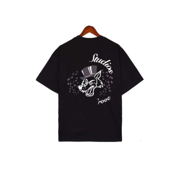 A Miri Designer T-shirt Top Quality Moda de Luxo para Mulheres Homens Camisetas Wolf Head Note Imprimir Pescoço Redondo Solto Casual Manga Curta T-shirt de desenho animado na moda