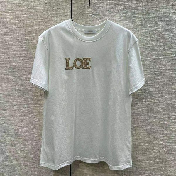 Trendy Ladies Designer T-Shirt Nakış Mektubu Loes Kısa Kollu Beyaz Siyah Yuvarlak Boyun Şık Stil 2024 Bahar YENİ