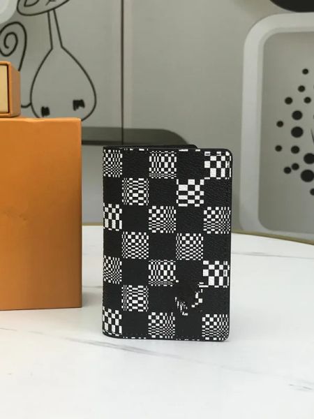 Sacos de desenhista Homens Carteira Múltipla Marca Clássica Mosaico Grade Titulares de Cartão Preto e Branco Checkerboard Modelado Carteira Curta Marcas de Luxo Homem Sacos de Embreagem Bolso