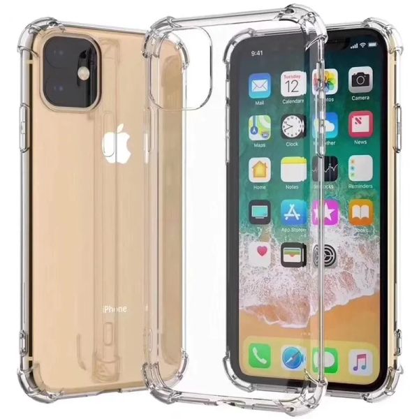 Venda por atacado de fábrica de casos de telefone móvel para iPhone 15 Pro Max 14 Plus 13 11 Almofada de ar Canto transparente transparente à prova de choque macio TPU capa de borracha de silicone