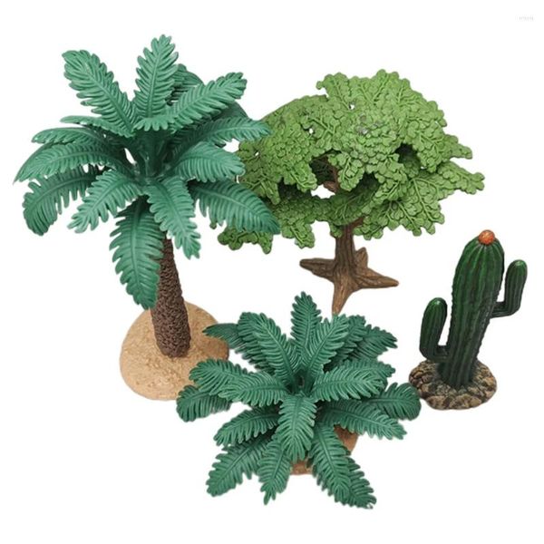 Fiori decorativi 4 pezzi Piante imitazione Alberi in miniatura Decor Realistico Cactus Pvc Modello di simulazione Ornamento